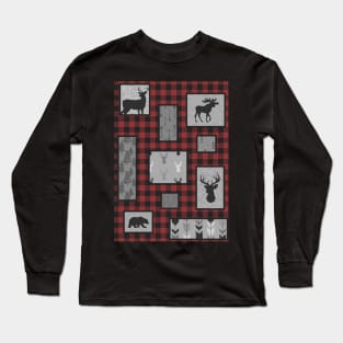 Copy of Rustic Deer Patchwork - Green/Grey Long Sleeve T-Shirt